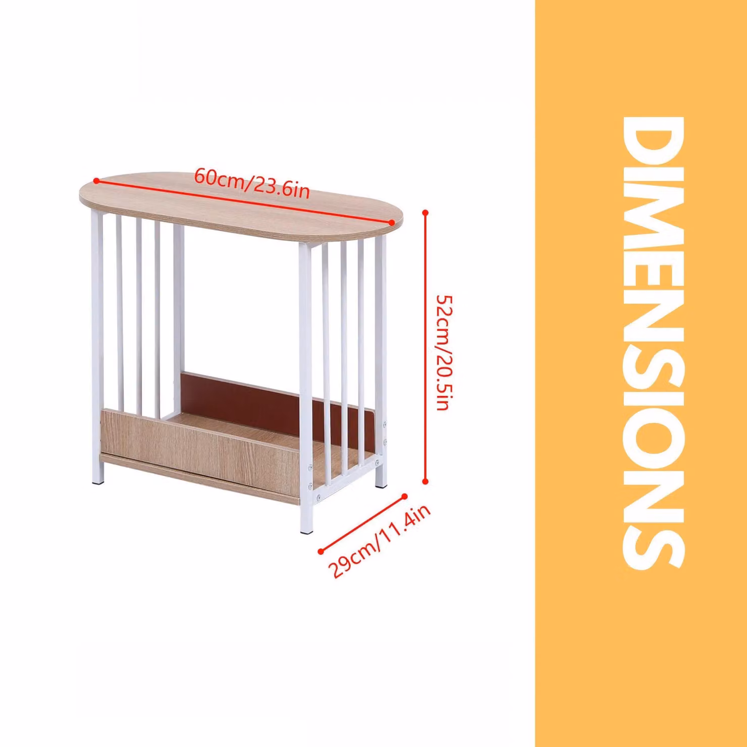 Pirlo Plush 2 Tier Narrow Side Table in Light Oak – 3