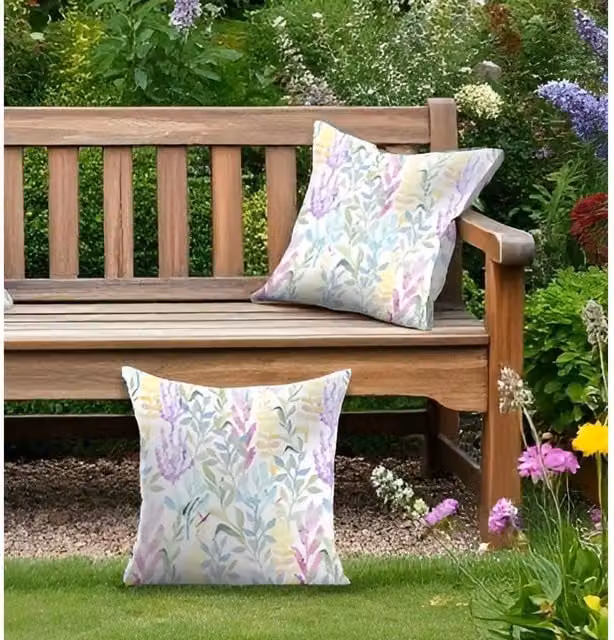 Livinluxury Set of 2 Multicoloured Floral Indoor or Outdoor Square Cushions, W/D/H: 45 x 45 x 45 cm