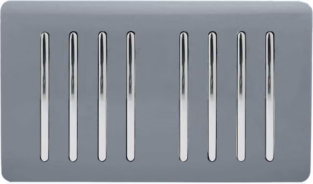 Trendi Modern Glossy 8 Gang 2 Way Rocker Double Plate Tactile Light Switch - Grey – 1