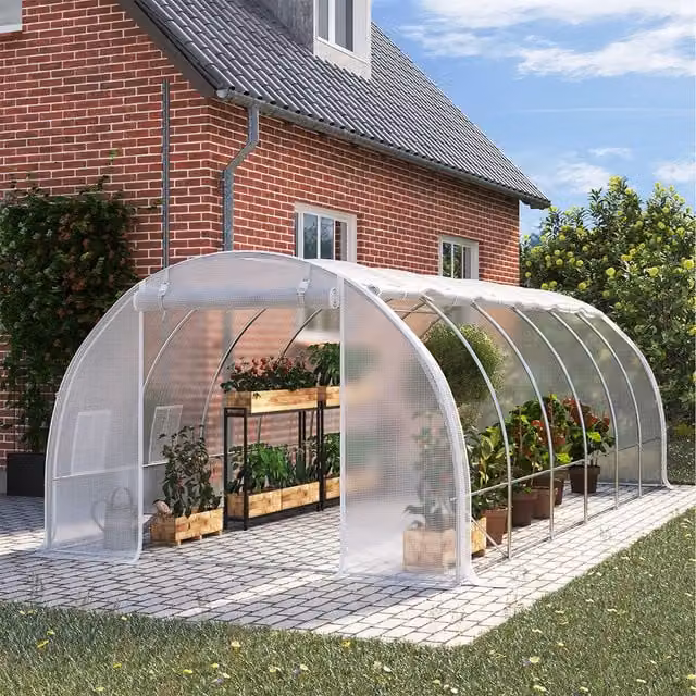Livingandhome White Freestanding Walk In Outdoor Greenhouse Tunnel W/D/H: 6 x 3 x 2 m