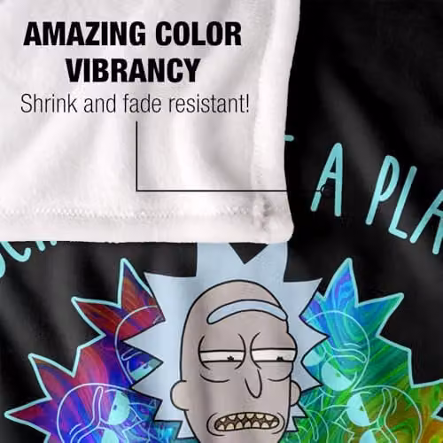 Warner Bros. Rick and Morty School Silky Touch Super Soft Fleece Throw Blanket, Multicolour, W: 91.44 cm x D: 91.44 cm x H: 147 cm – 3