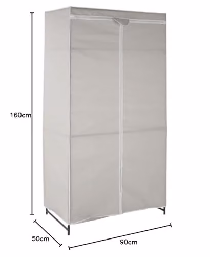 Premier Housewares Grey Fabric Wardrobe H 160 x W 90 x D 50 cm – 1