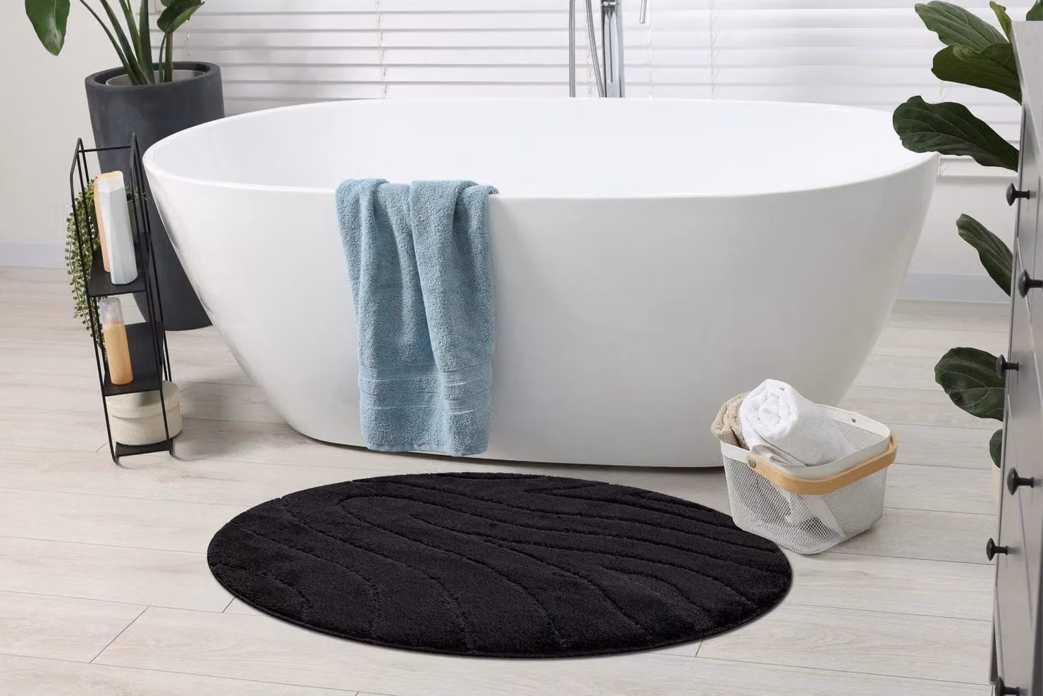 RugsX Black Round Bath Mat, Diameter: 100 cm – 3