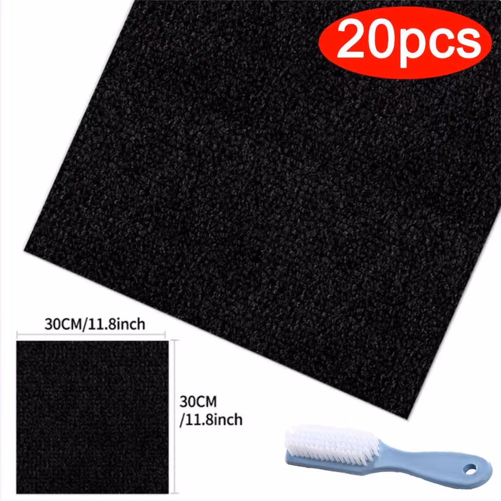Ventryn 20-Piece Self-Adhesive Carpet Tiles for Home, Office and Commercial Flooring, Black – 2