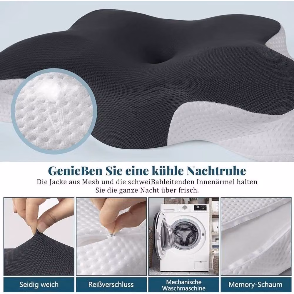 Kelvenix Black Orthopaedic Cervical Memory Foam Wedge Pillow for Adults – 3