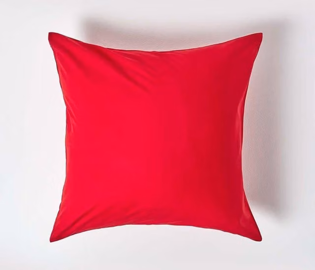 Homescapes Red Egyptian Cotton Percale Euro Pillowcase with Zip, W/D/H: 60 x 60 x 60 cm, 200 TC – 1