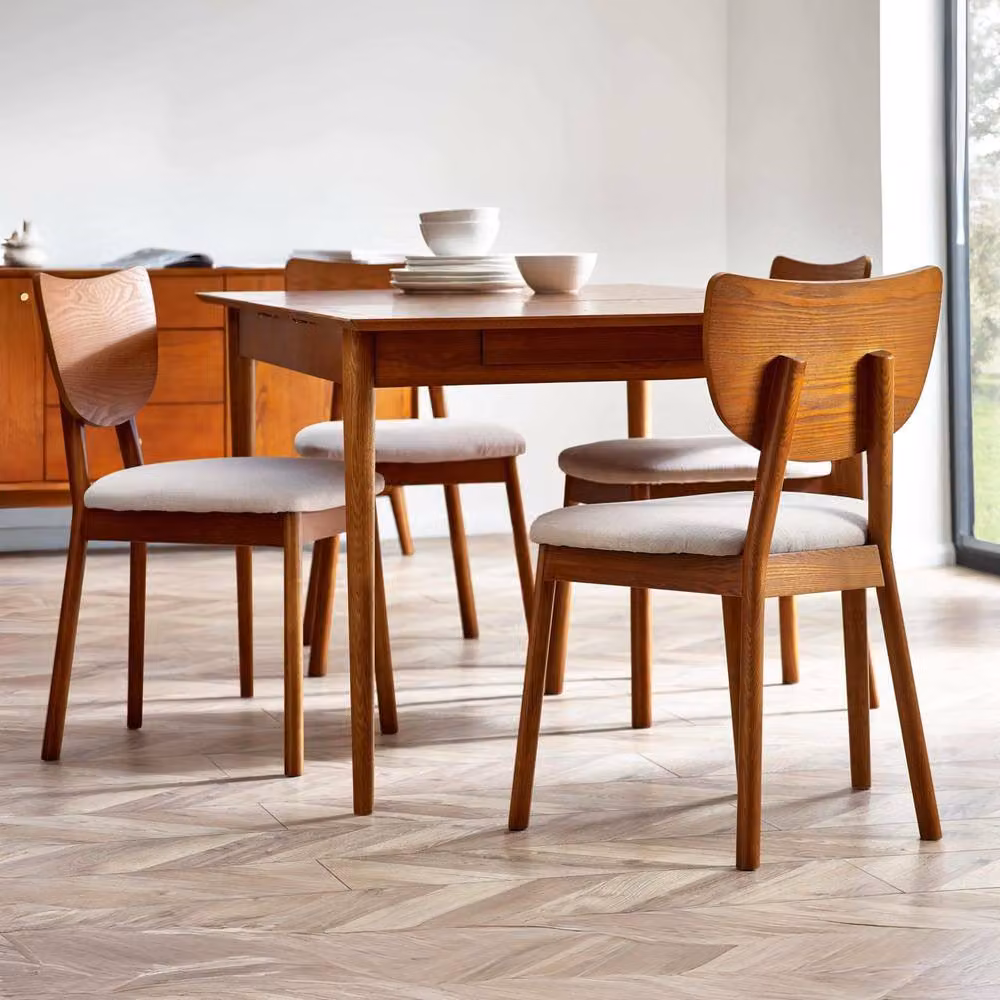 Cheshire Brentwood Retro Dining Chairs, Set of 2, Grey Fabric and Wood – 4