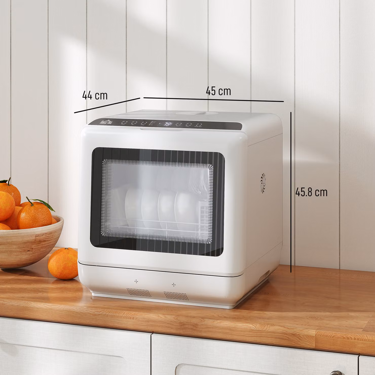 HOMCOM 6L Five-Mode Countertop Dishwasher in White – 3