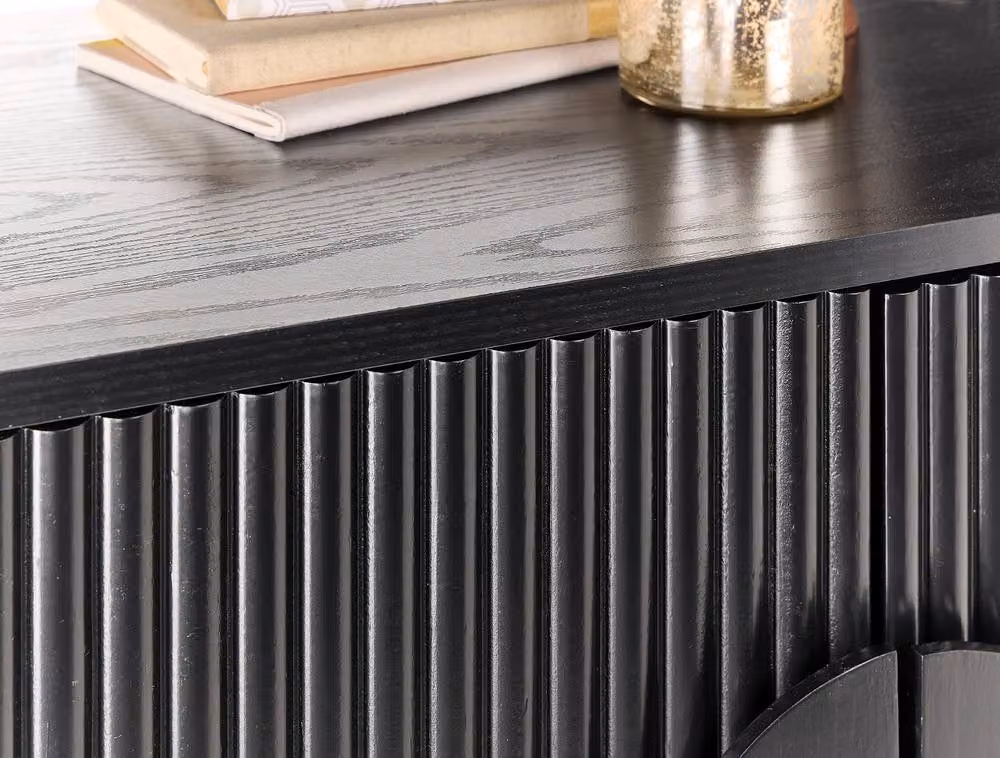 Moderna MMT Fluted 2-Door Freestanding Storage Cabinet in Black with Adjustable Internal Shelves, W/D/H: 59 x 40 x 60 cm – 4