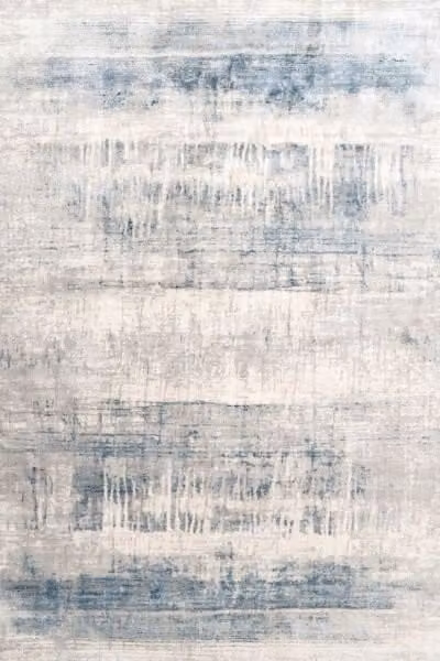 Kukoon Modern Abstract Distressed Rug in Silver, Grey, Blue and Beige, W: 240 cm, D: 330 cm