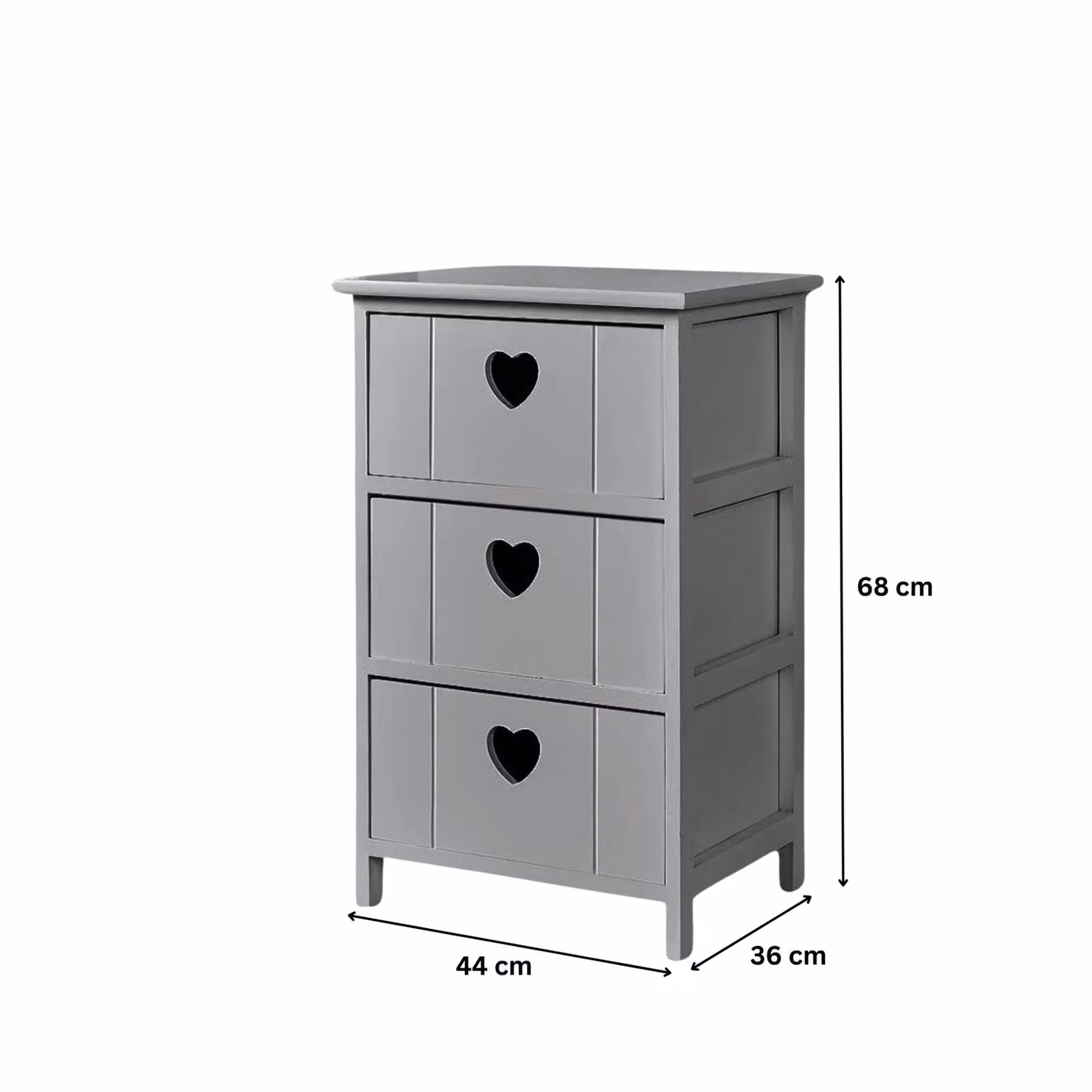 Home Source Love Hearts Wooden 3/4 Drawer Chest Storage Unit Organiser in Grey – 2