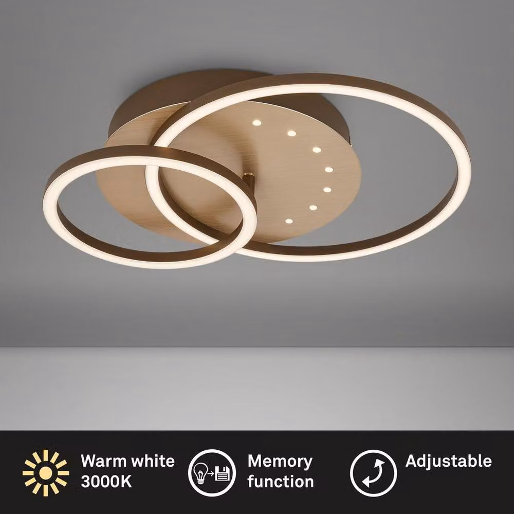 Briloner Beige LED Ceiling Light, 24W, 2550lm, 3000K, W/D/H: 40 x 30 x 7.5 cm, Gold/Brass – 2