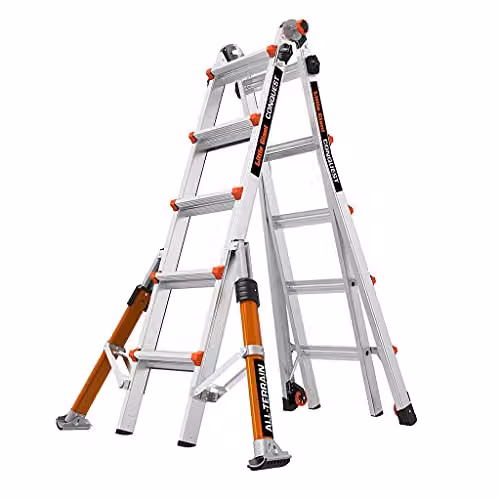 Little Giant Conquest All-Terrain Multi-purpose Ladder, 5 Tread, Silver – 1