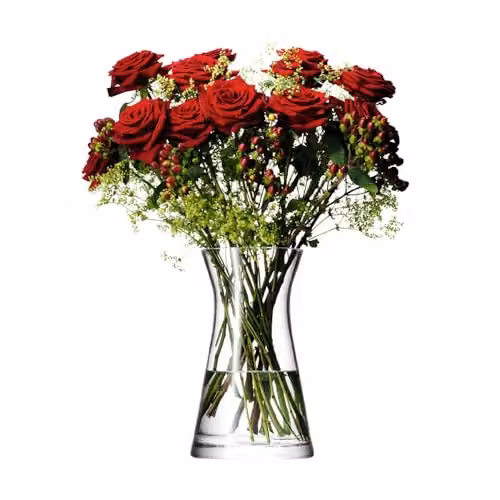 LSA International Flower Mixed Bouquet Vase, Handmade Clear Glass, Height: 29 cm – 1