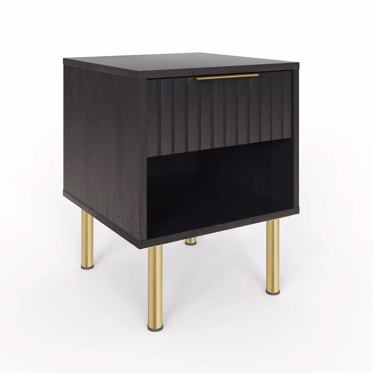 GFW Nervata Black and Gold 1 Drawer Lamp Table – 4