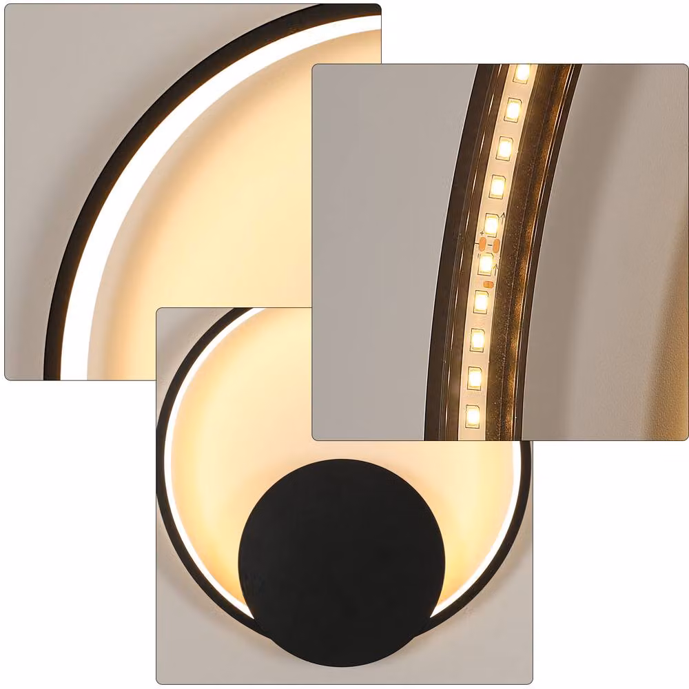 Goeco Modern Round LED Wall Light in Black with Warm White 3000K Glow – 5
