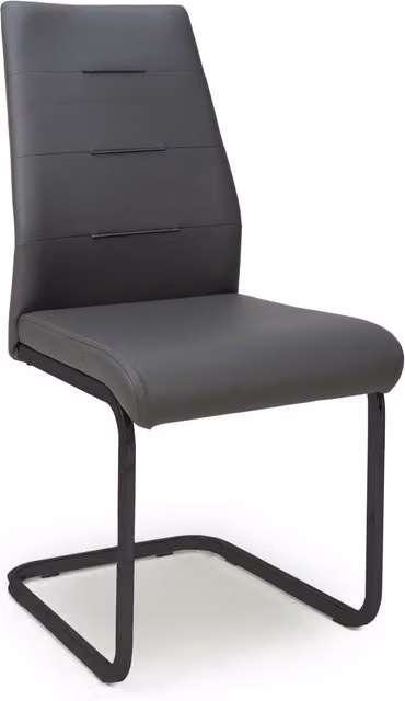 Shankar Modern Grey and Black Synthetic Leather Dining Chairs with Metal Cantilever Base