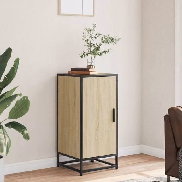 Berkfield Home Sonoma Oak Sideboard in Light Brown, W/D/H: 35.5 x 35 x 76 cm