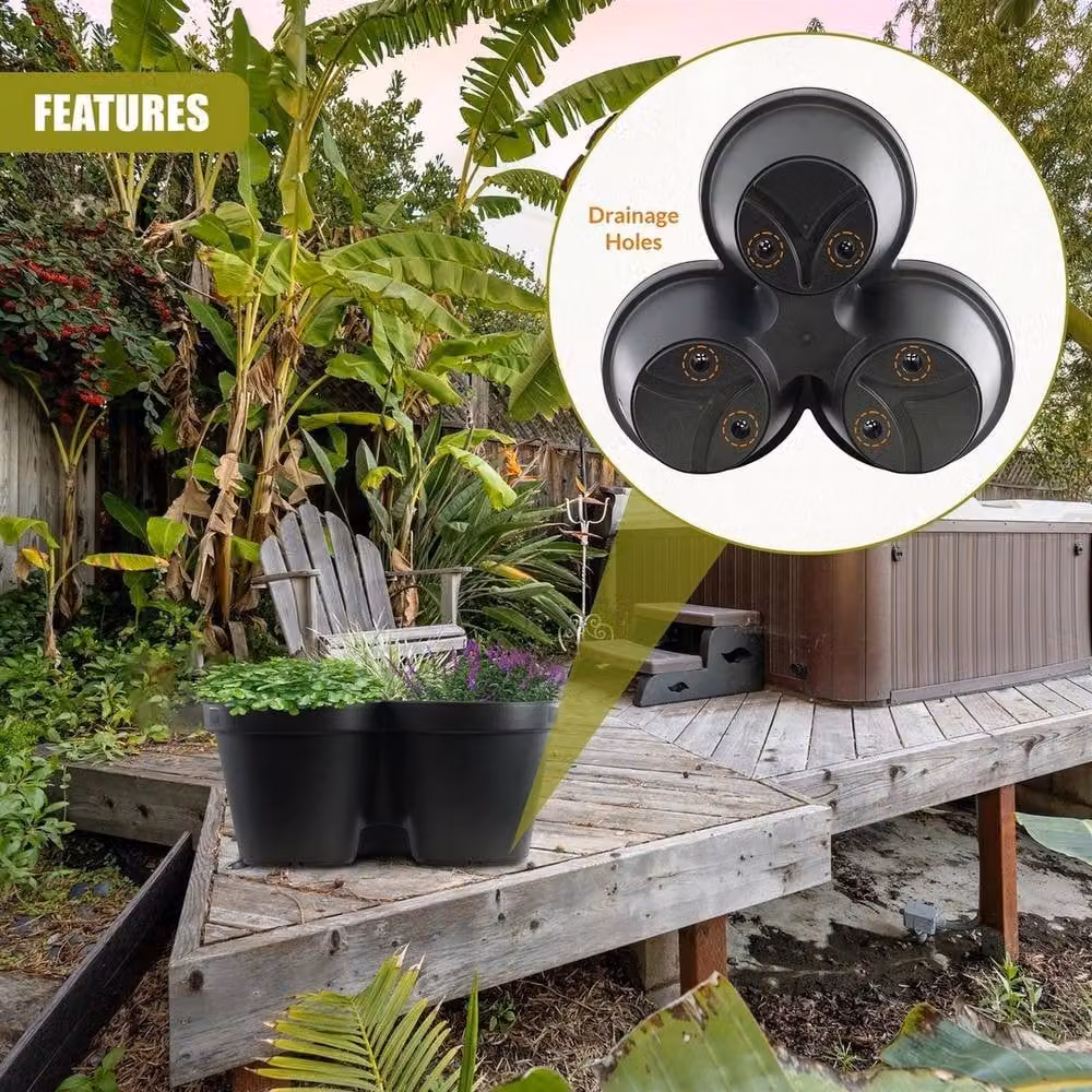 NESTLUNE 3 Layer Stackable Vertical Garden Planter Tub in Black and Anthracite – 4