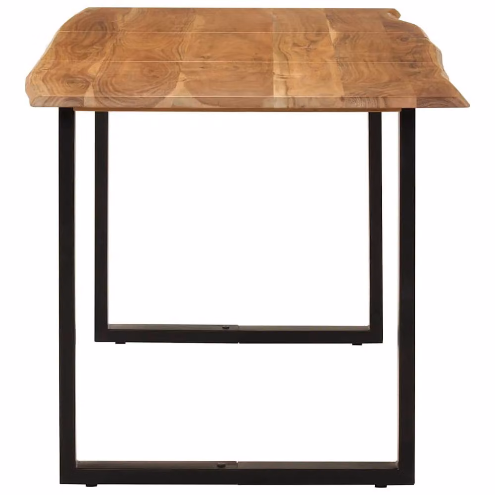 Berkfield Home Industrial Live Edge Solid Acacia Wood Dining Table in Brown and Black, W/D/H: 154 x 80 x 76 cm – 3