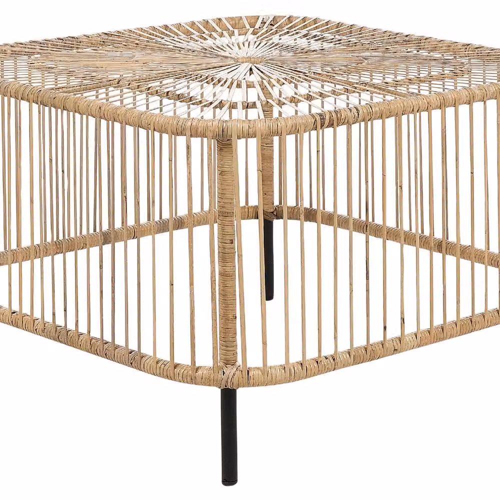 Wyld and Coco Natural Rattan Outdoor Coffee Table with Powder Coated Steel Frame, W/D/H: 67 x 67 x 45 cm – 2