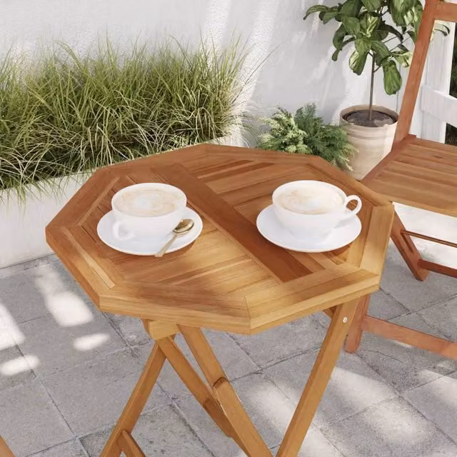 Berkfield Home Octagonal Solid Teak Wood Table Top, Brown, W/D/H: 50 x 50 x 2.5 cm – 1