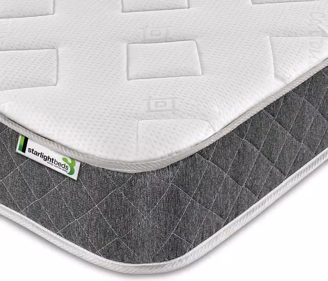 Starlight Beds Jump n Tac Hybrid Memory Foam and Open Coil Spring Mattress in Grey, W/D/H: 180 x 200 cm