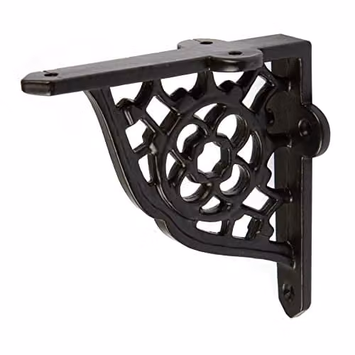Hammer and Tongs Honeycomb Iron Wall Mounted Shelf Brackets, Pack of 2, Matt Black – 4