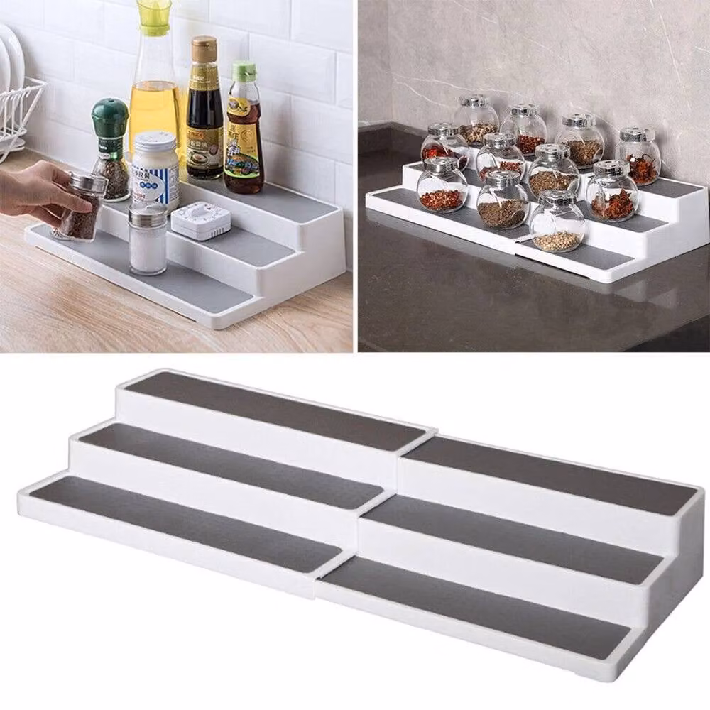 FORGEVIO 3 Tier Step Spice Storage Rack in Grey – 2