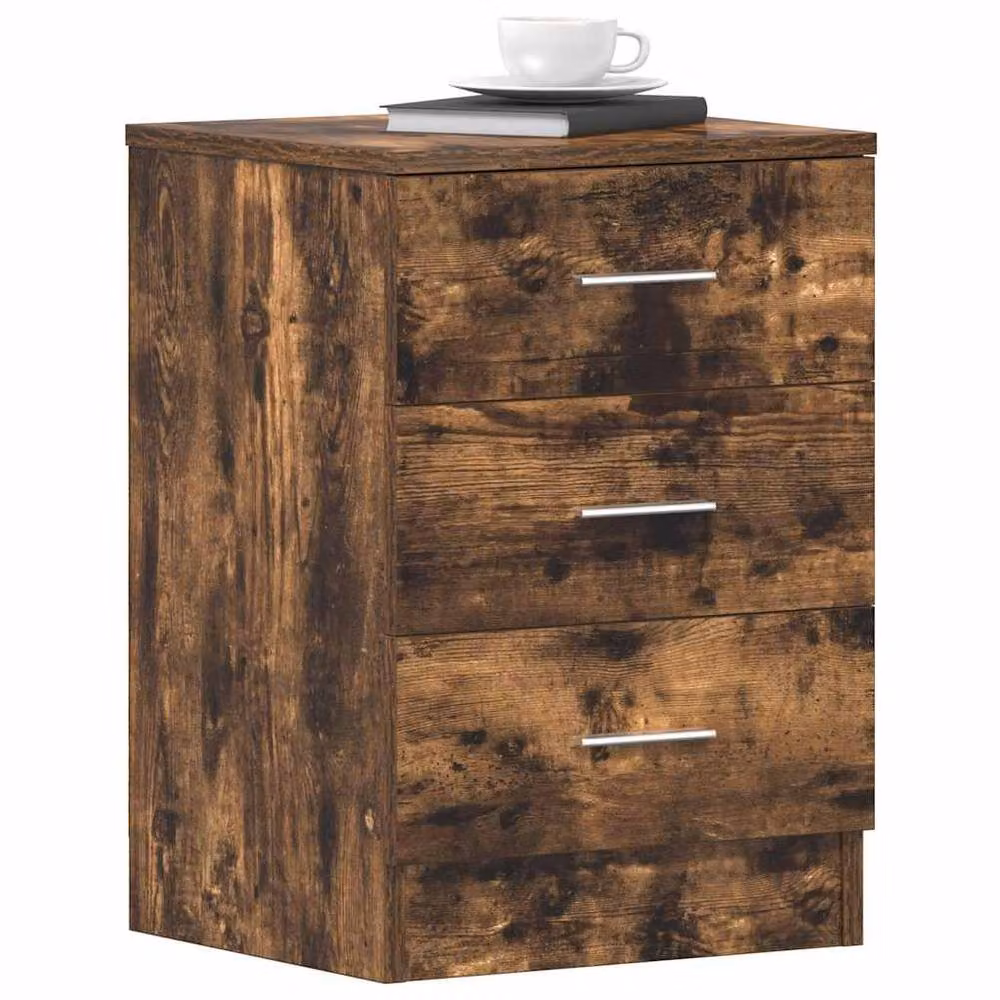 Berkfield Home Classic Bedside Cabinets, 2 Piece Set, Smoked Oak Brown, W/D/H: 38 x 35 x 56 cm – 3