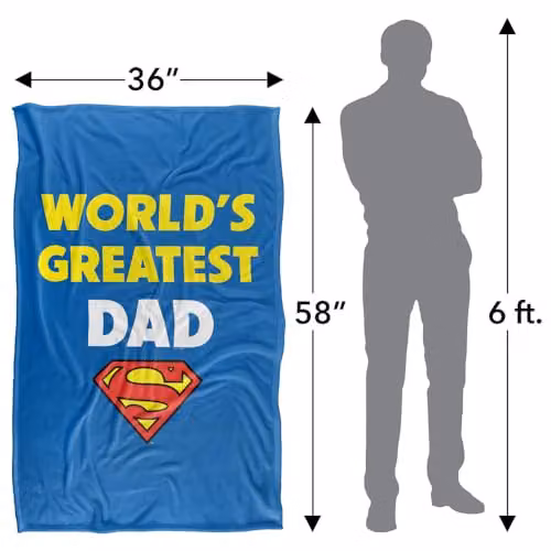 LOGOVISION Superman Worlds Greatest Dad Super Soft Silky Touch Fleece Throw Blanket, Multicolour, W/D/H: 91 x 147 cm – 4
