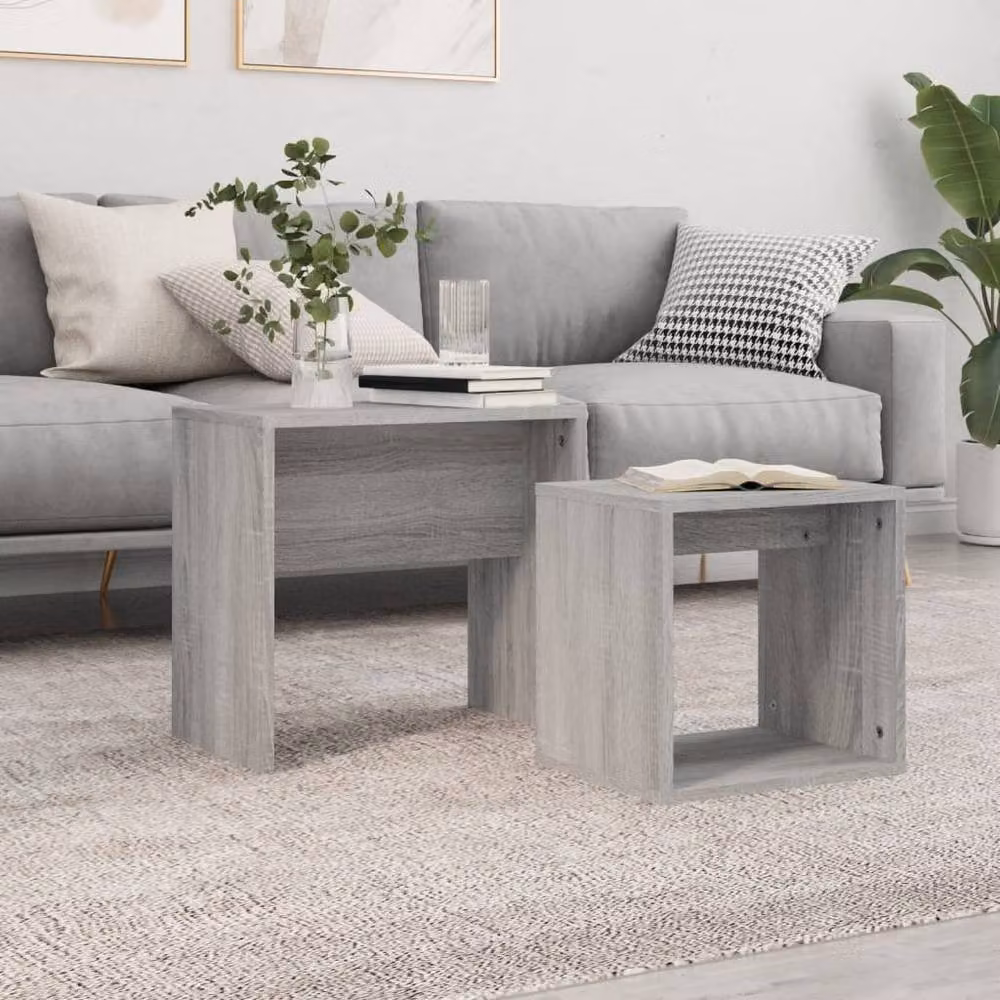 Berkfield Home Nesting Coffee Tables, 2 Piece Set in Grey Sonoma Engineered Wood – 2