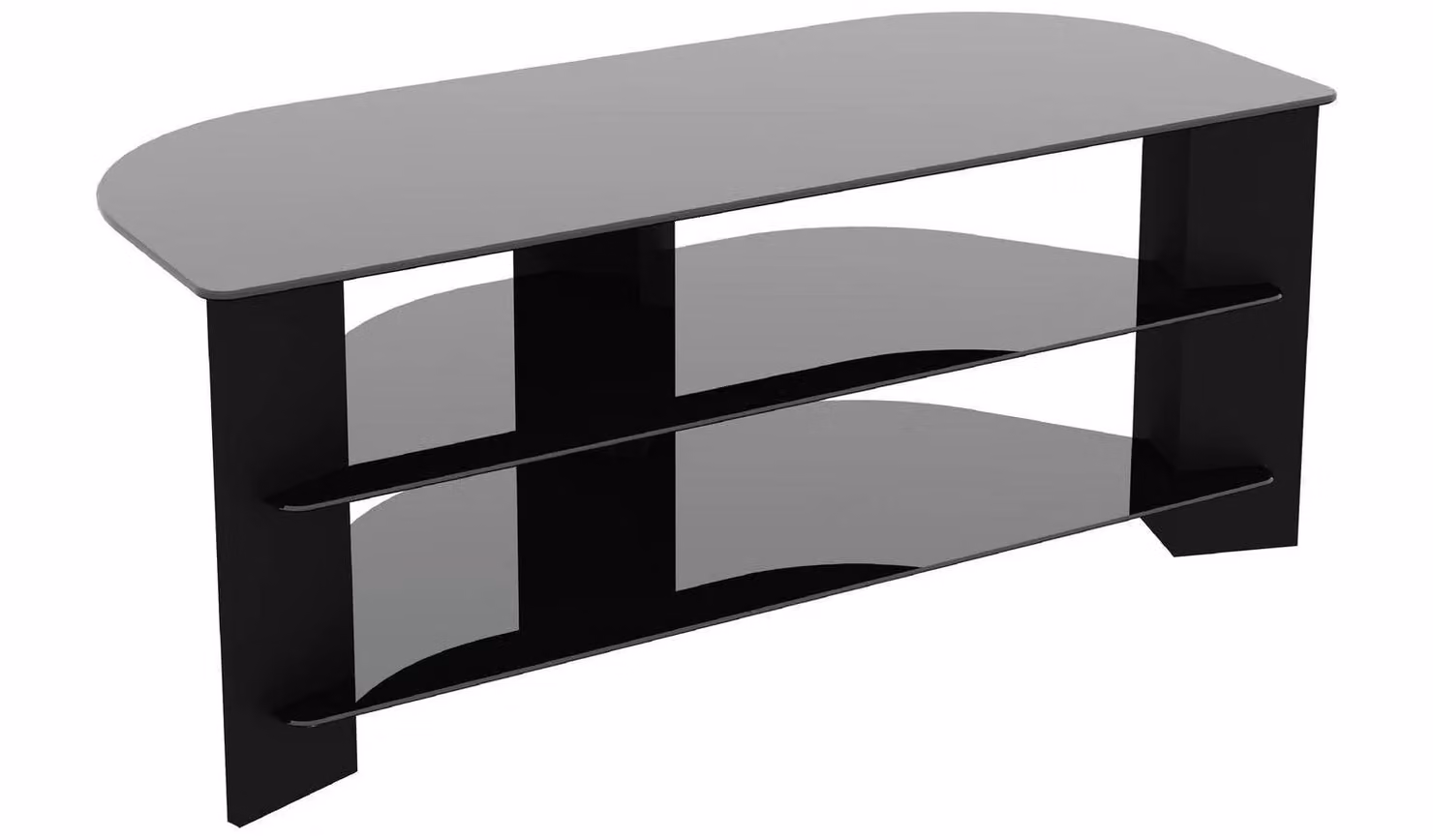 AVF Black Wood Effect Corner TV Stand with Shelves for up to 55 Inch TVs, W/D/H: 110 x 45 x 44.5 cm