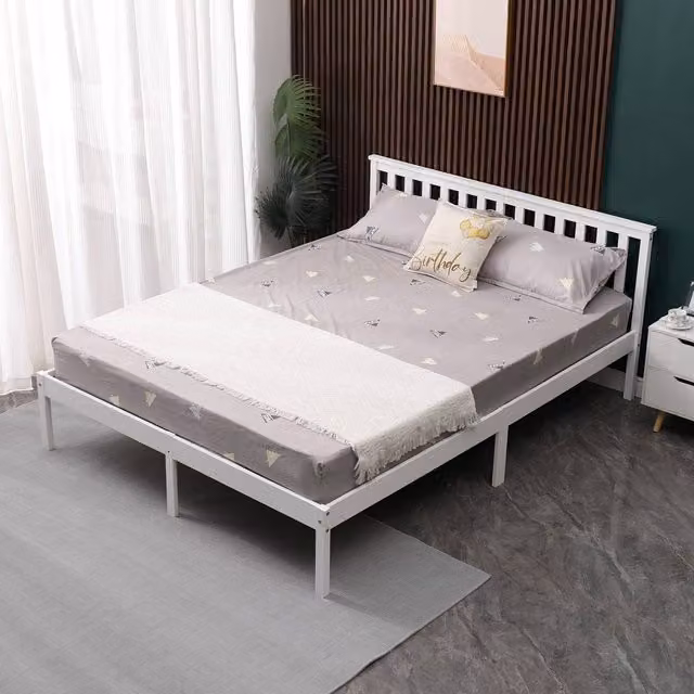 WestWood Solid Wood Bed in White, Double, W/D/H: 140 x 200 cm