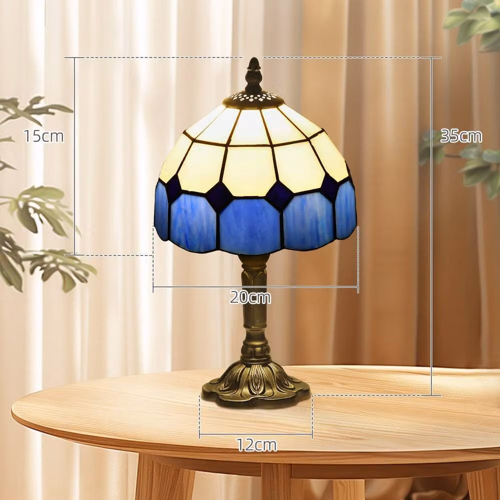 Wyld Haus Lonema Art Deco Glass Table Lamp in White and Blue – 4