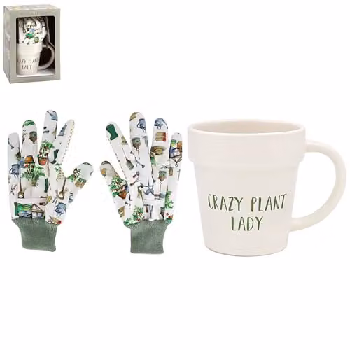 The Leonardo Collection Green Fingers Garden Gloves and Ceramic Mug Gift Set in Multicolour Floral Design – 1