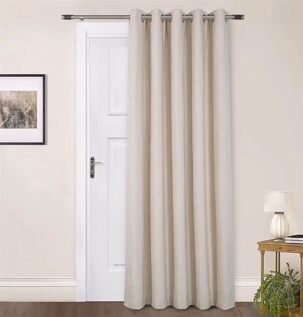 Sundour Amberley Chenille Eyelet Door Curtain in Beige, Width: 168 cm, Drop: 214 cm