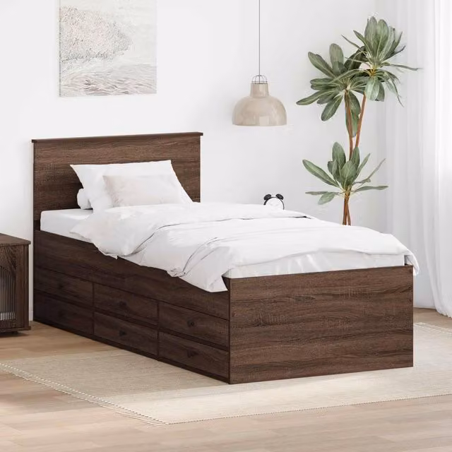 Berkfield Home Modern Manual Daybed in Brown Oak and Black, W/D/H: 75 x 190 cm – 1