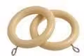New Edge Blinds Pack of 16 Wooden Curtain Pole Ring Hooks with Eyes in Beige
