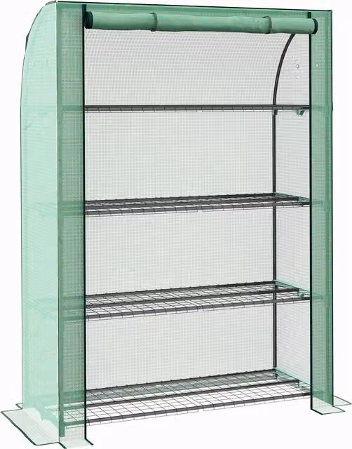 Outsunny 4 Tier Portable Mini Greenhouse with PE Reinforced Cover and Roll-up Door, Green, H 170 x W 120 x D 50 cm – 1