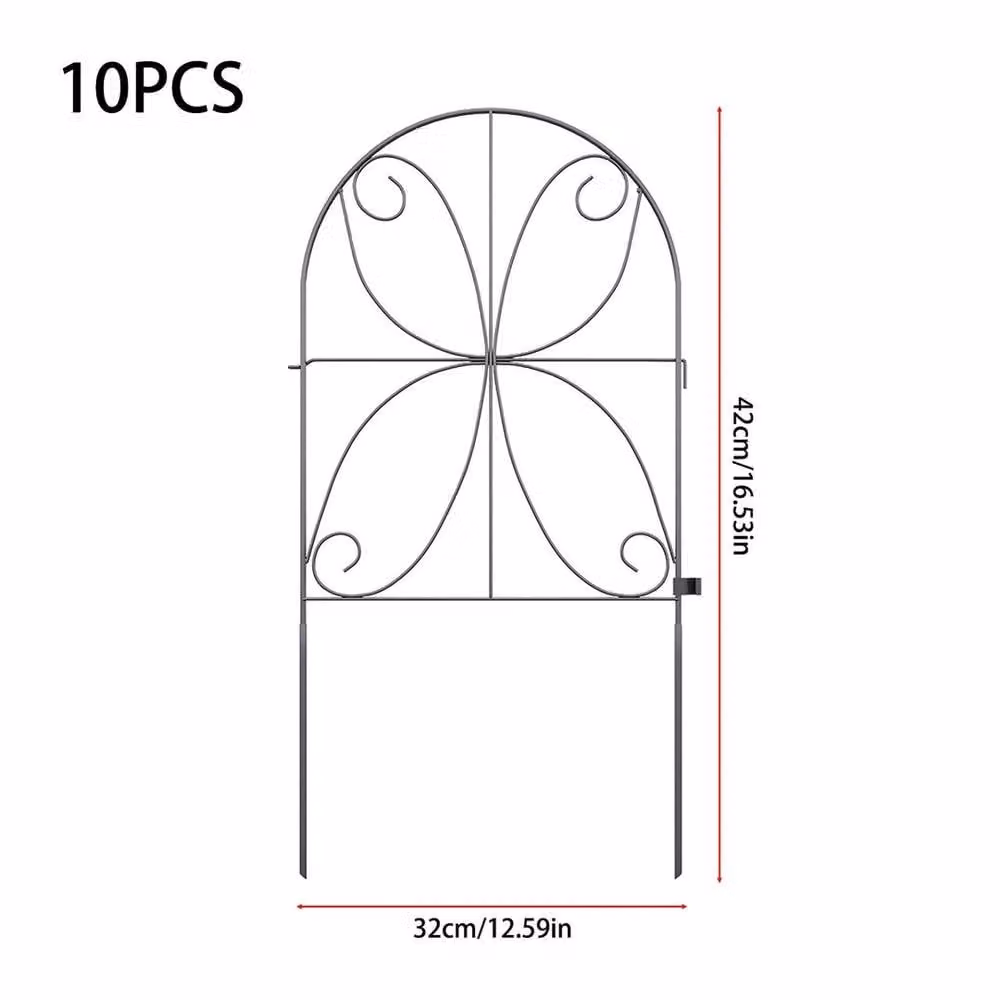 EONLION 10-Piece Rustproof Metal Garden Fence Flower Bed in Black – 2