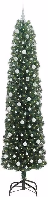 Berkfield Home Artificial Christmas Tree with 300 Warm White LEDs and Stand, Green