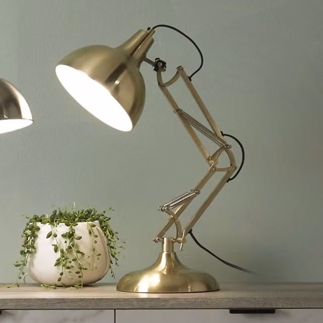 Pacific Lifestyle Adjustable LED Brass Desk Lamp for Reading and Task Lighting