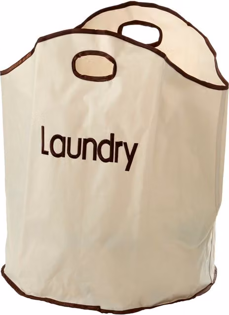 Orsina Collapsible Fabric Laundry Bag in Beige and White
