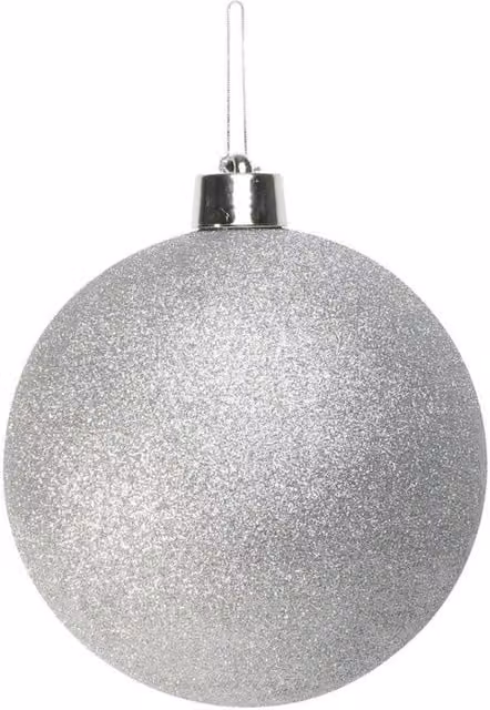 KDMD Silver Glitter Shatterproof Round Christmas Bauble, Diameter: 25 cm