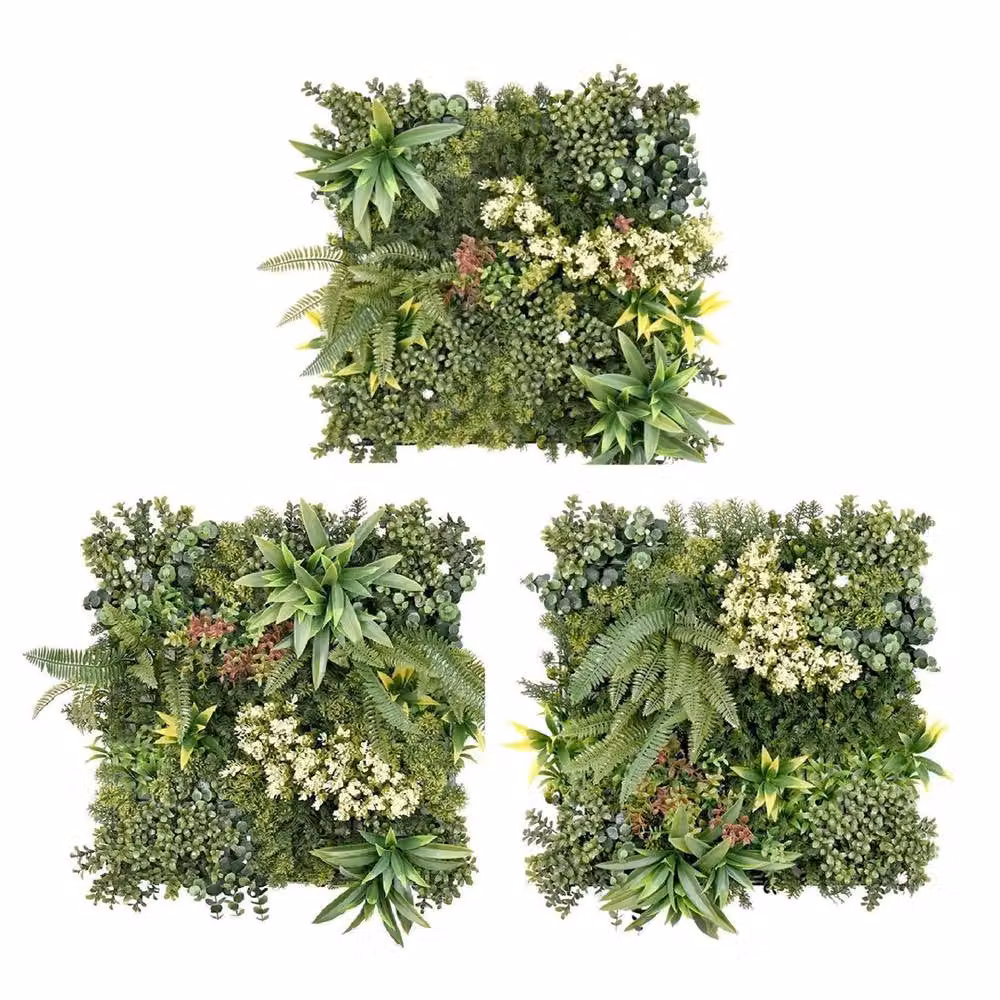Nordara 3-Piece Green Artificial Plant Wall Hedge Decor Panels Set, W/H: 50 x 50 cm – 5
