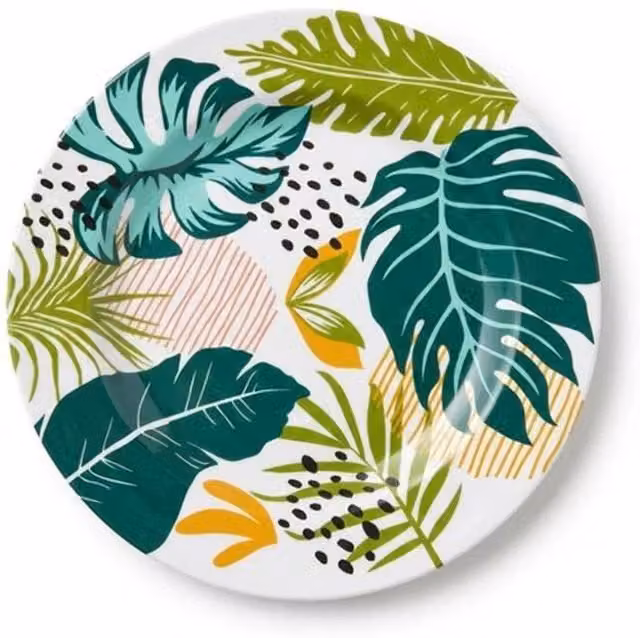 KDMD Reusable Round Plastic Party and Picnic Plates, Multicolour, Diameter: 23 cm – 1