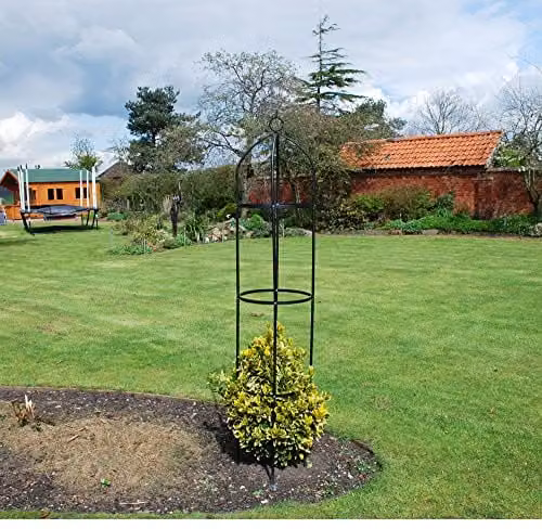 Kingfisher Black Steel Garden Obelisk Support for Climbing Plants, H: 190 cm, W: 41 cm, D: 41 cm – 3