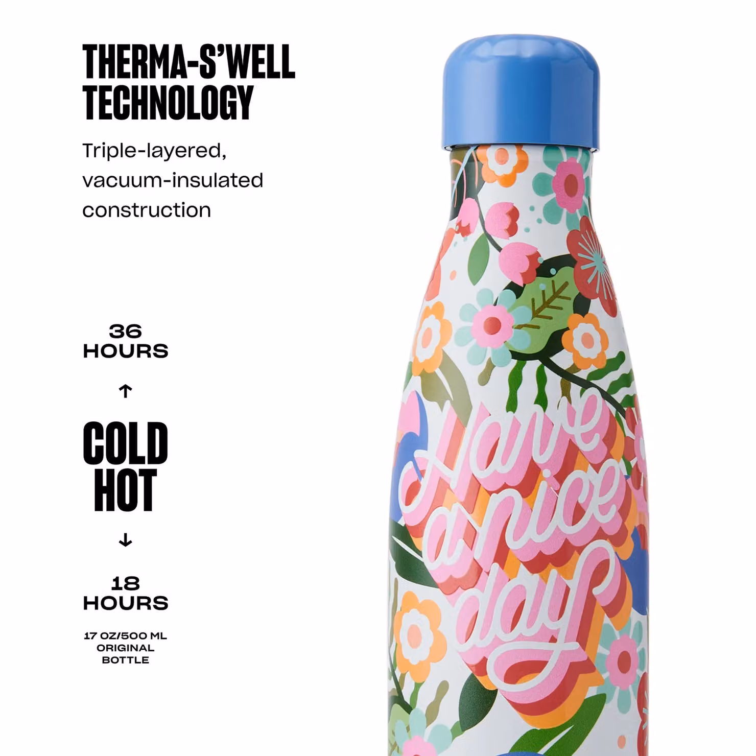 S'well Steffi Lynn Multicolour Floral Vacuum Insulated Stainless Steel Water Bottle, 500 ml – 4