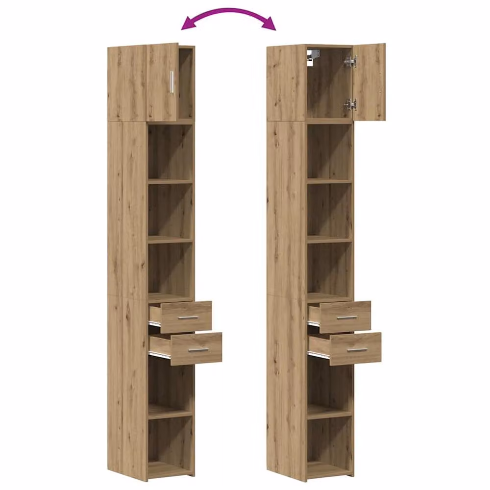 Berkfield Home Slim Storage Cabinet in Artisan Oak Brown, W: 30 cm, D: 42.5 cm, H: 225 cm – 3